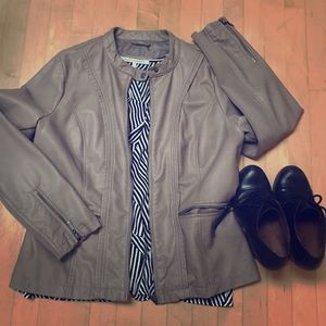 Tan vegan leather moto jacket Stitch Fix size L